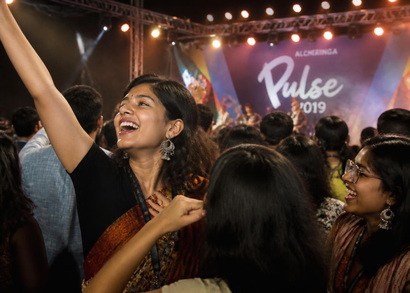 Students at a campus cultural event